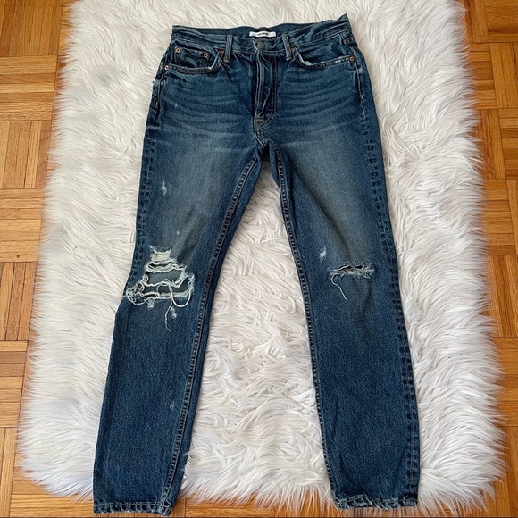 GRLFRND Jeans Karolina More Life High Rise Button Fly Skinny Blue Denim - Picture 4 of 14